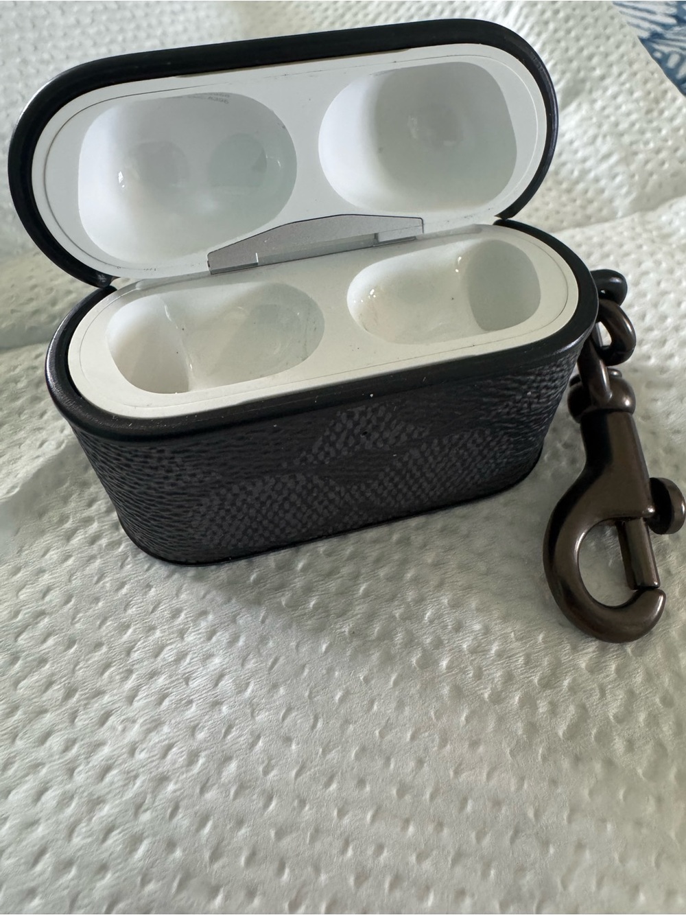 Apple AirPods Pro 2nd Gen. with Coach Italian canvas case and clip
